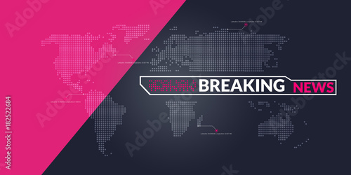 Graphical Digital World News background, Earth Globe Inside Big Flat TV Screen Modern Studio Abstract