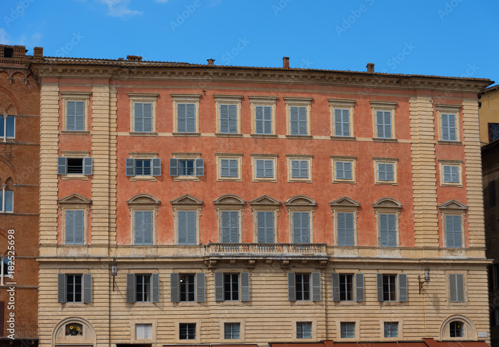 Piazza del Campo, Siena, Italy.The historic centre of Siena has been declared by UNESCO a World Heritage Site. Beautiful historic buildings and palaces.