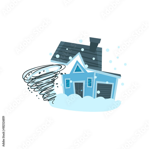 House destroyed by hurricane, property insurance vector Illustration