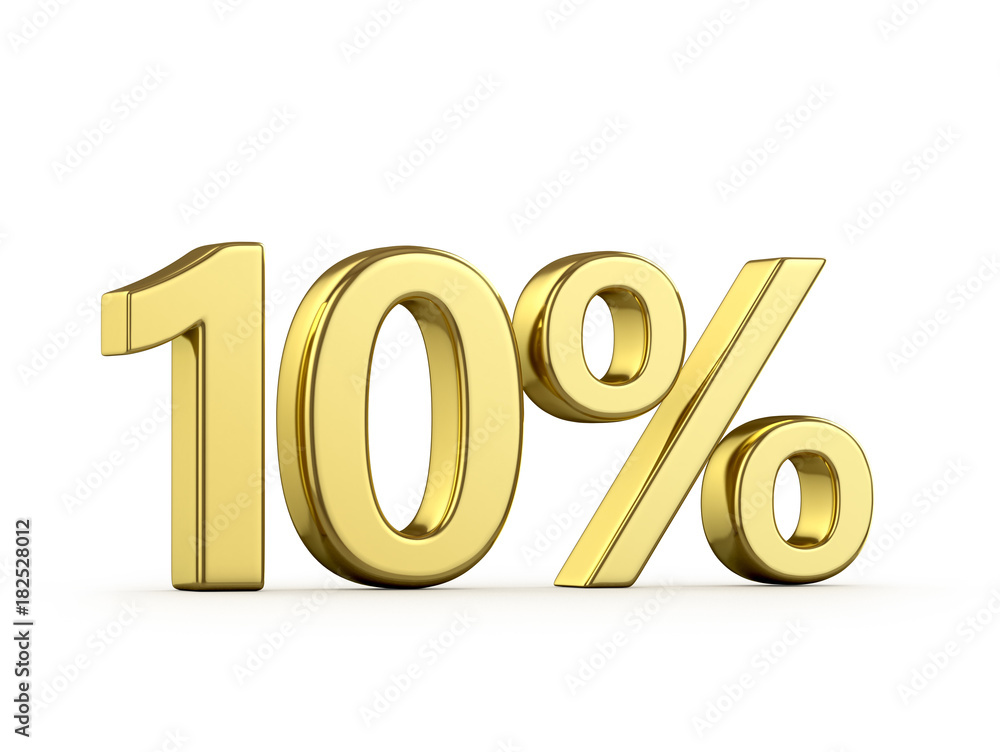 Ten gold percent on a white background. Ten gold percent on a white background.