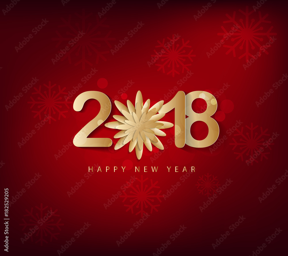 Happy new year 2018 greeting card and merry christmas, chinese new year of the dog Happy new year 2018 greeting card and merry christmas, chinese new year of the dog