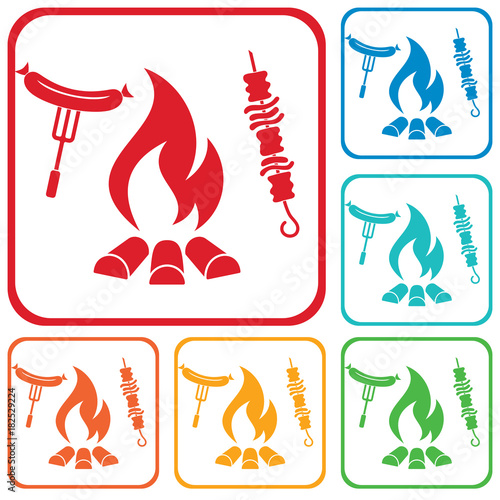 Grilled kebab and sausage icon