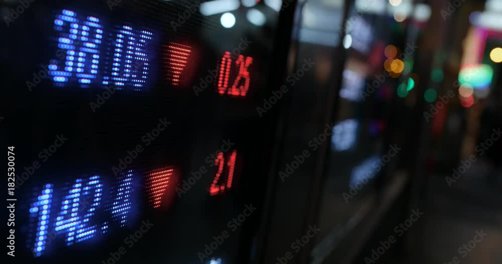 Stock market display screen in city Stock market display screen in city