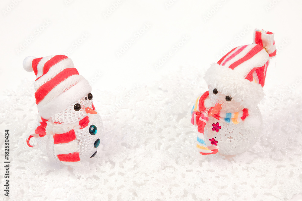 Snowmen in winter setting, Snowmen in winter setting,