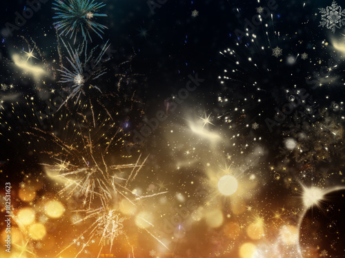 fireworks at New Year and copy space - abstract holiday background © Melinda Nagy