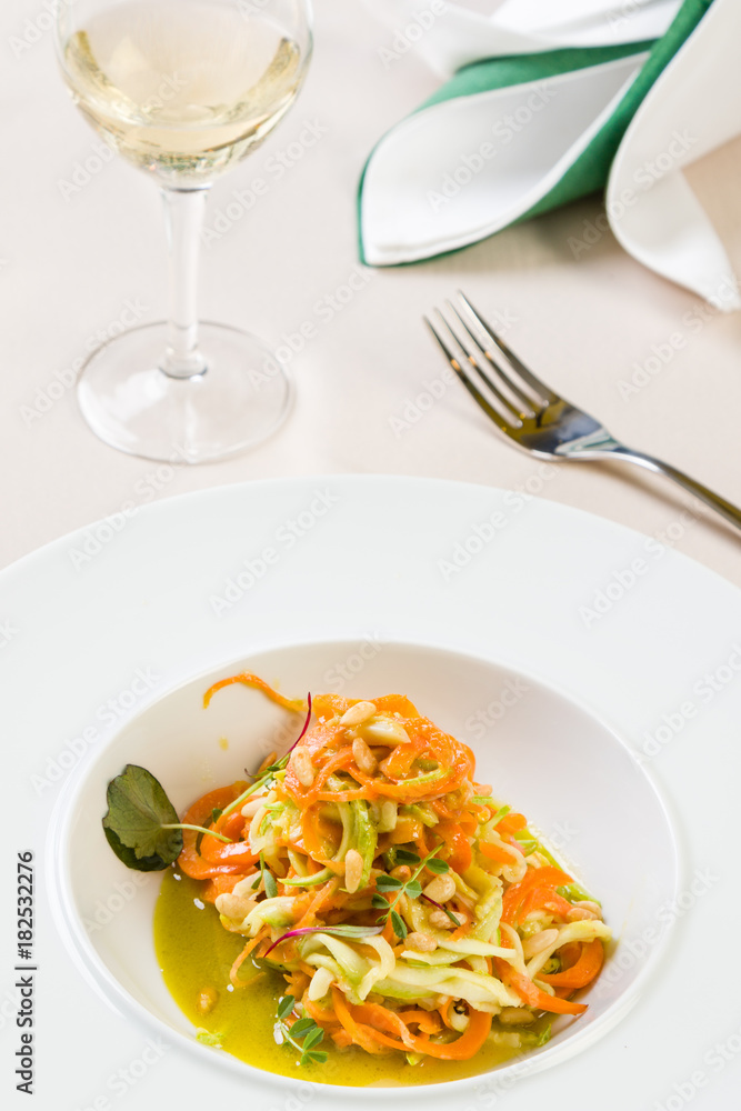 spaghetti from carrots and zucchini with pesto spaghetti from carrots and zucchini with pesto