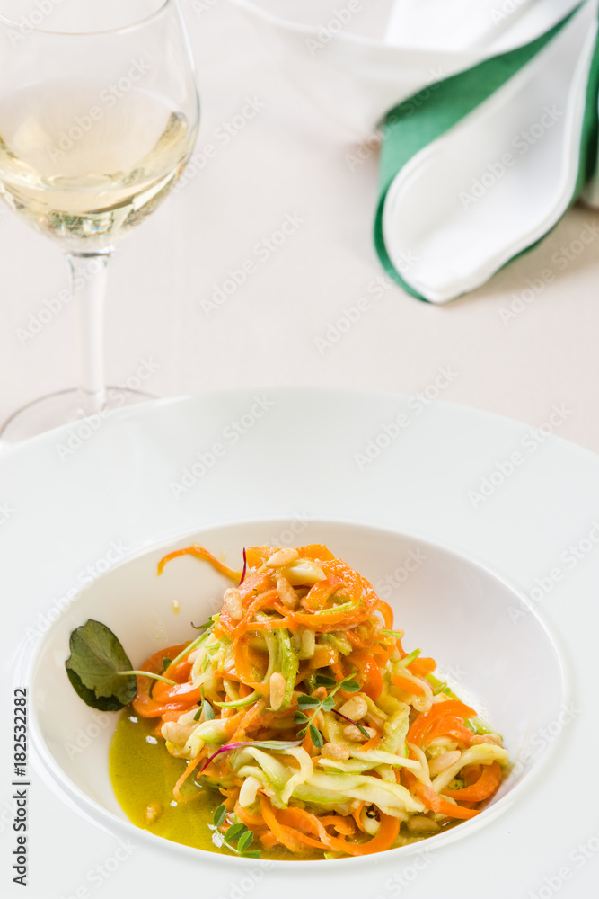 spaghetti from carrots and zucchini with pesto spaghetti from carrots and zucchini with pesto