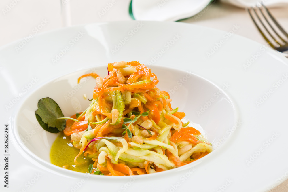 spaghetti from carrots and zucchini with pesto spaghetti from carrots and zucchini with pesto