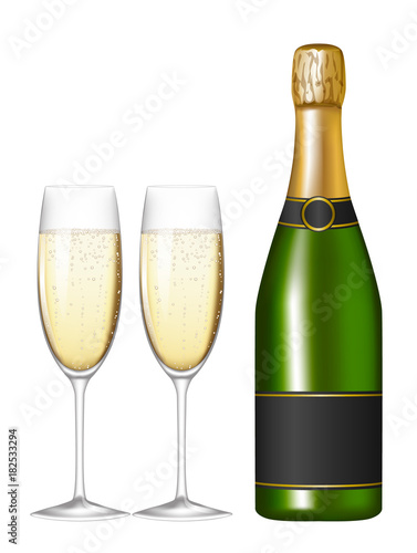 bottle and glasses