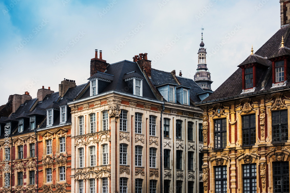 antique building view in Old Town Lille, France