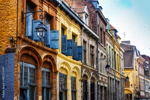 antique building view in Old Town Lille, France photo