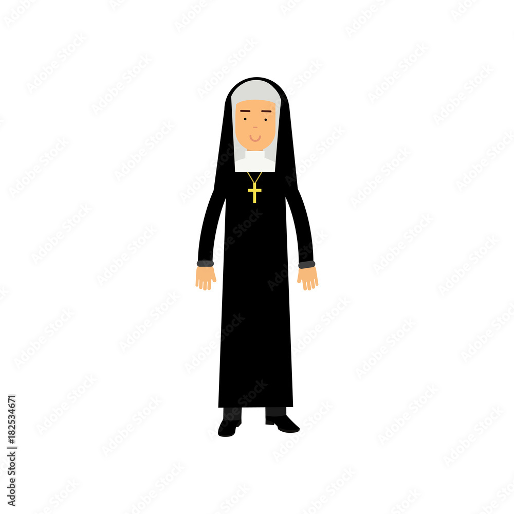 Catholic nun, religion representative vector Illustration