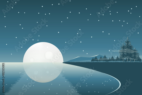 Full moon night landscape