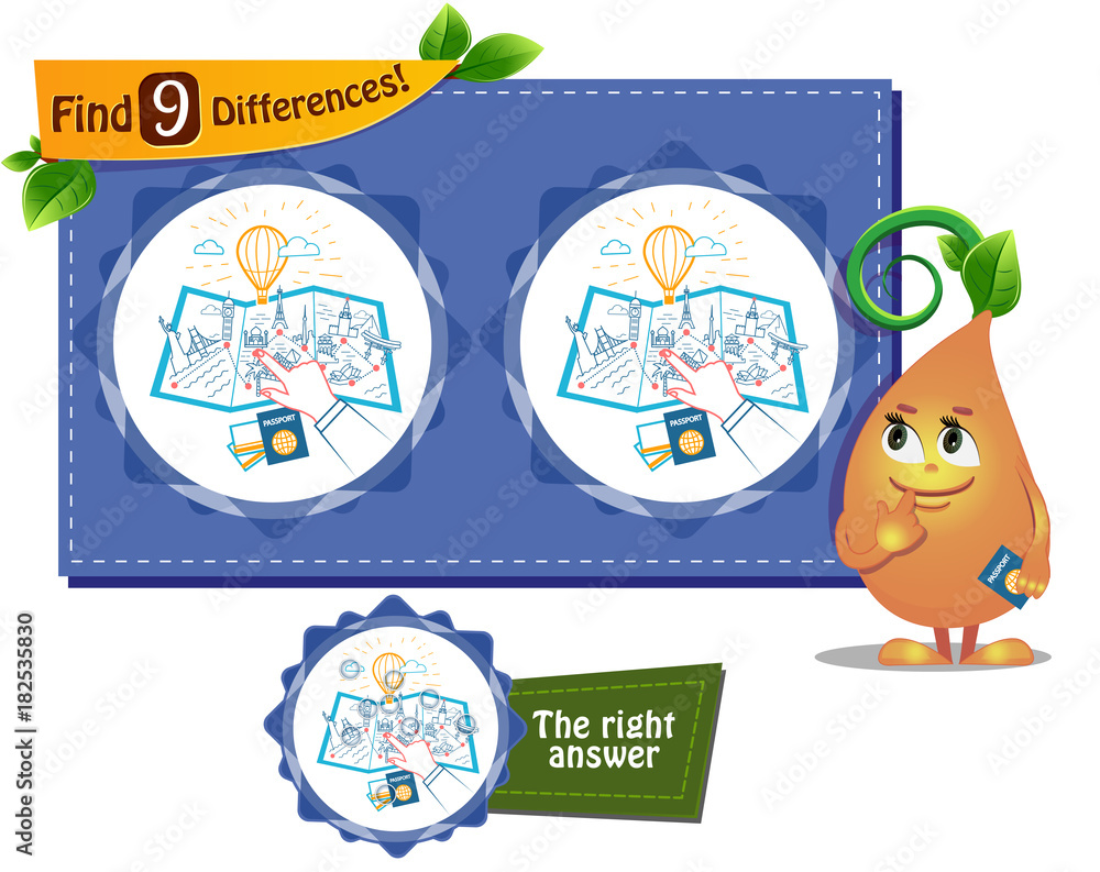 Fototapeta premium travel game 9 differences