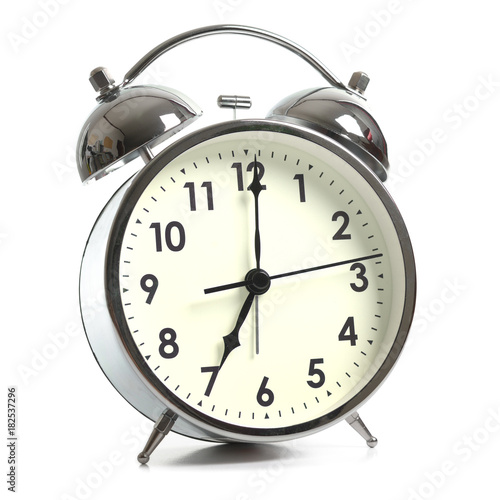 Retro alarm clock isolated on white background