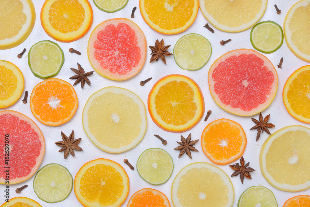 Background with citrus fruit slices Background with citrus fruit slices