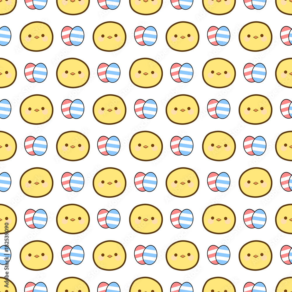 Chick Cartoon Seamless Pattern with Heart Dot Chick Cartoon Seamless Pattern with Heart Dot