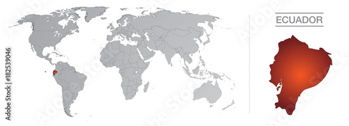 Ecuador in the world, with borders and all the countries of the world separated équateur dans le monde, avec frontières et tous les pays du monde séparés 