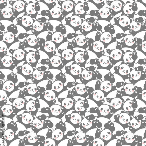 Fototapeta Naklejka Na Ścianę i Meble -  Seamless Cute Cartoon Panda Face Pattern