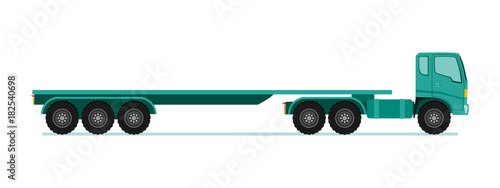 Truck trailer long vehicle with flat design style vector illustration. photo