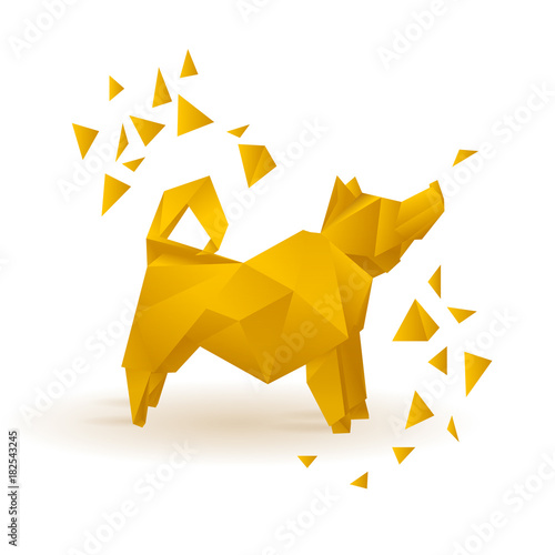 The Golden Dog.  It is made of polygons. Beautiful and stylish. photo