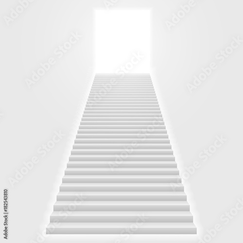 Front view of white staircase vector illustration.