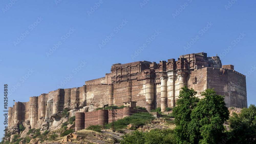 Sunny day in Mehrangarh Fort, Jodhpur, Rajasthan, India