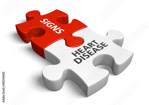 Coronary heart disease signs and symptoms concept, 3D rendering