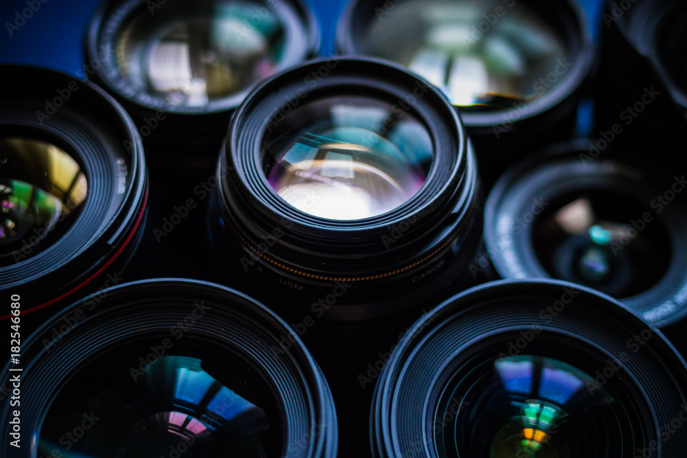 light on the glass of camera lenses - reflection light on the glass of camera lenses - reflection