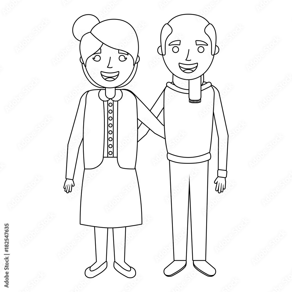 cute couple the old woman and man grandparents embraced vector illustration cute couple the old woman and man grandparents embraced vector illustration