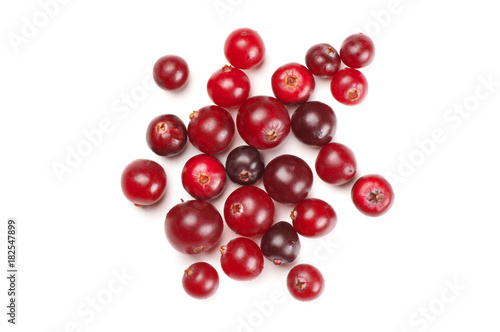 Cranberries close-up on white