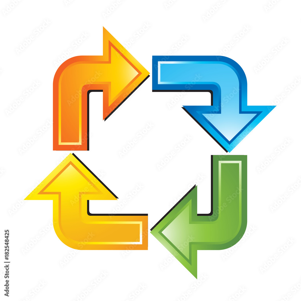 colorful four arrows in square shape colorful four arrows in square shape