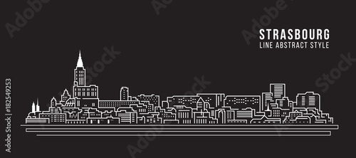 Cityscape Building Line art Vector Illustration design - Strasbourg city