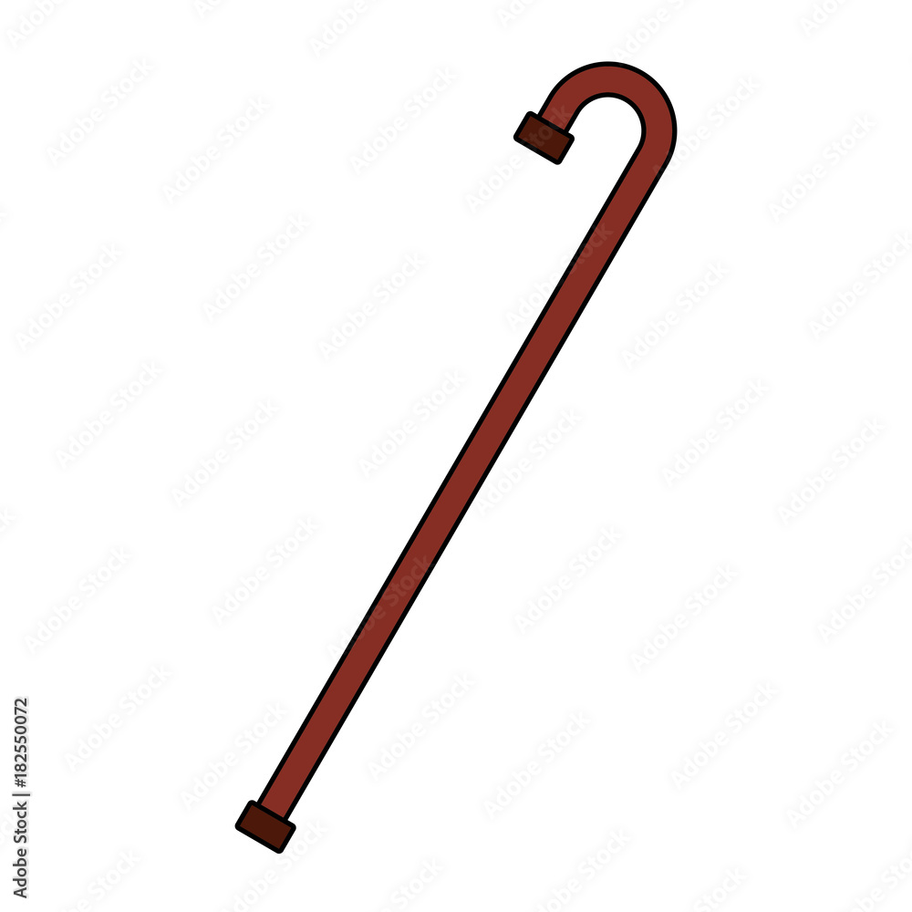 wooden cane stick help walk object vector illustration wooden cane stick help walk object vector illustration