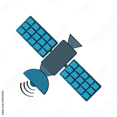 Space satellite technology icon vector illustration graphic design