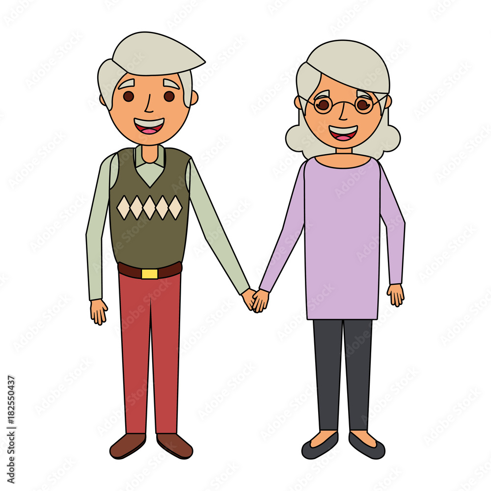 cute couple the old woman and man grandparents lovely vector illustration cute couple the old woman and man grandparents lovely vector illustration