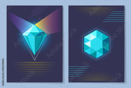 Poster with Diamond of Blue Vector Illustration