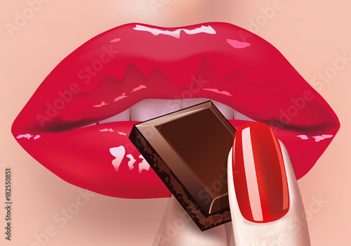 chocolat - bouche - plaisir - sensuelle - sexy - sensualité - gourmand - symbole - lèvre - femme