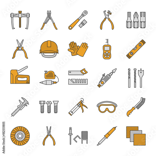 Construction tools color icon