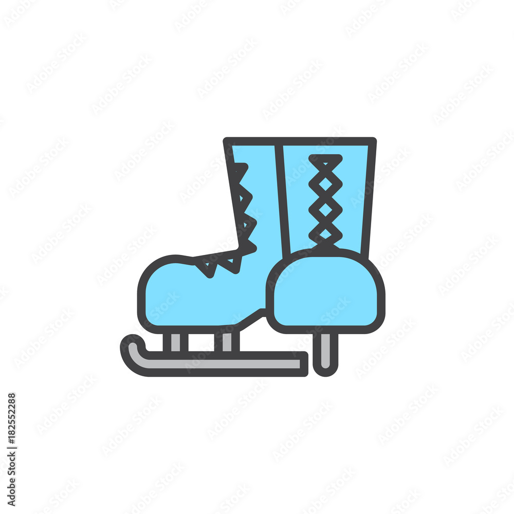 Ice skates filled outline icon, line vector sign, linear colorful pictogram isolated on white. Skates for ice skating symbol, logo illustration. Pixel perfect vector graphics Ice skates filled outline icon, line vector sign, linear colorful pictogram isolated on white. Skates for ice skating symbol, logo illustration. Pixel perfect vector graphics