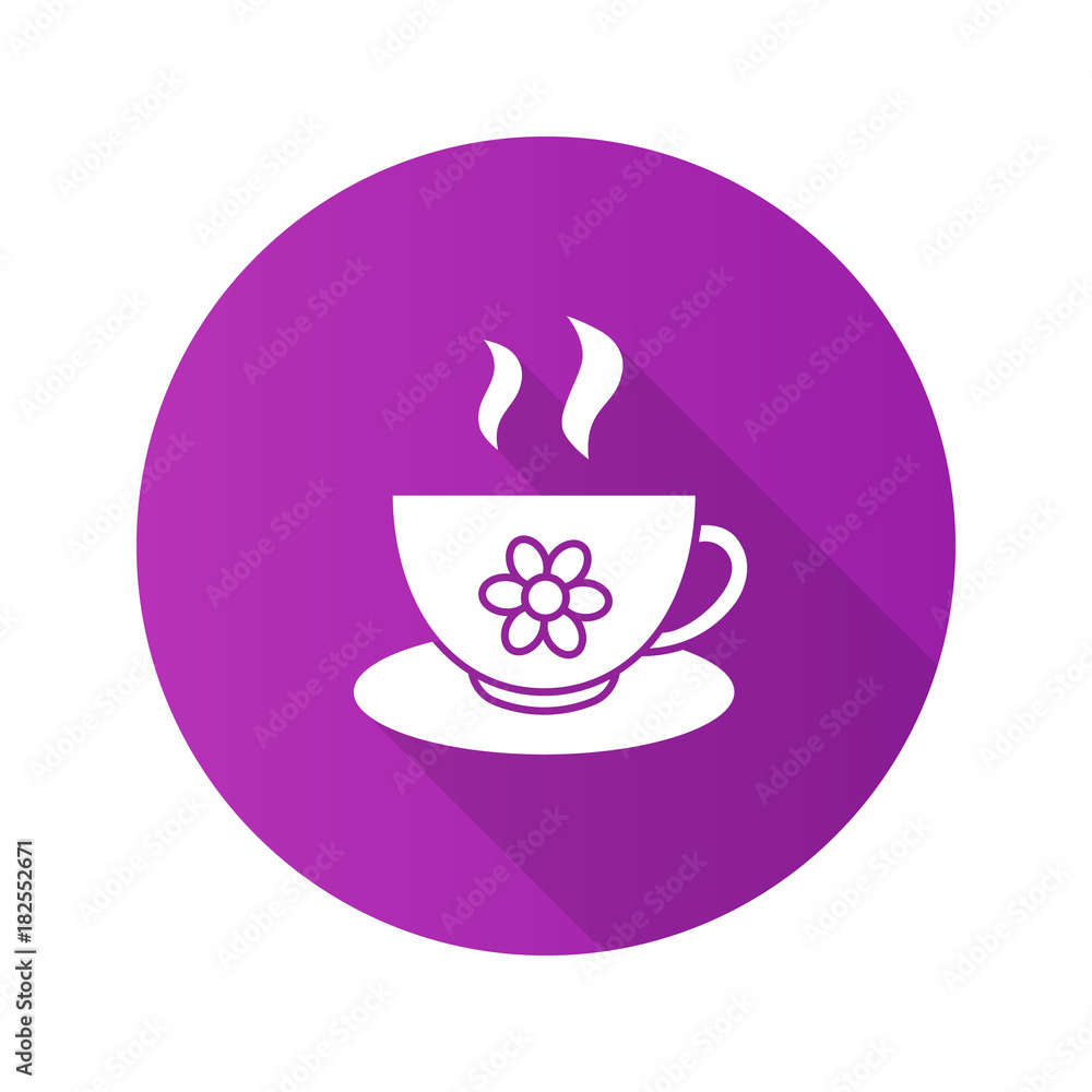 Herbal tea cup flat design long shadow glyph icon Herbal tea cup flat design long shadow glyph icon