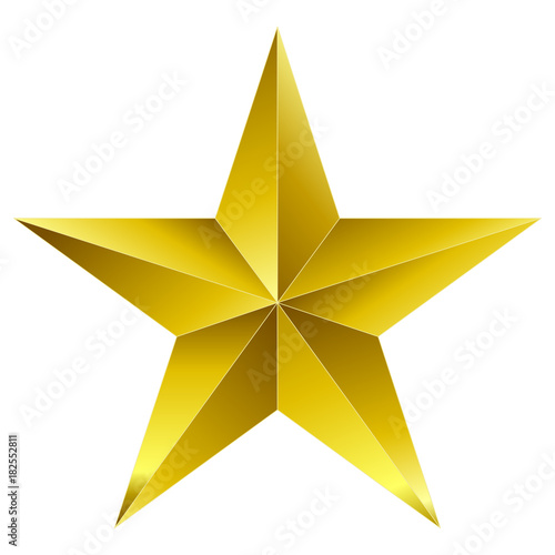 Christmas Star golden - 5 point star - isolated on white