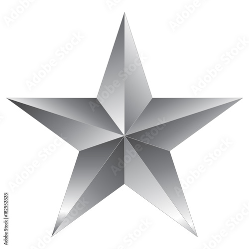 Christmas Star silver - 5 point star - isolated on white