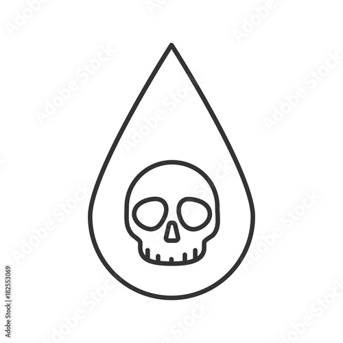 Liquid drop with skull linear icon