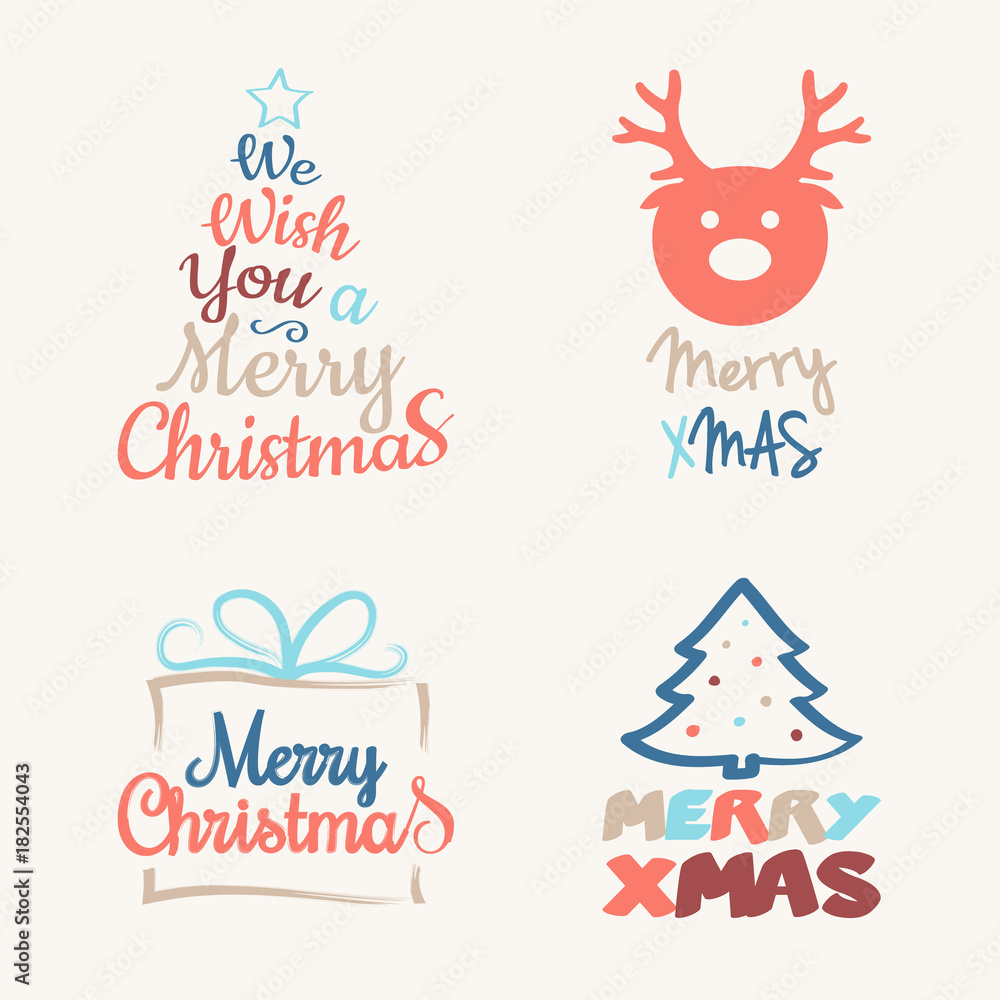Concept of colourful Christmas wishes - set with icons. Vector. Concept of colourful Christmas wishes - set with icons. Vector.