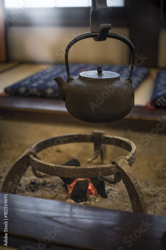 Japanese Teapot on indoor stove.
