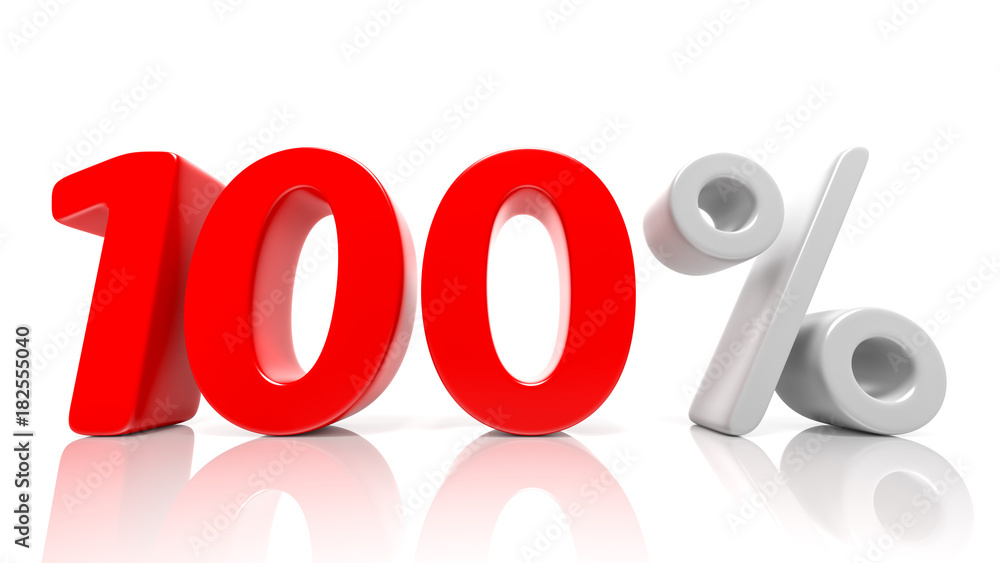100 percent red symbol isolated on white background 100 percent red symbol isolated on white background