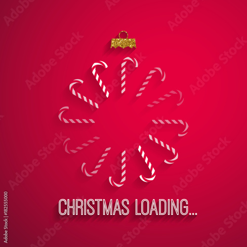 3D Rendering - Christmas Loading - Candy Canes In Bauble Shape And Downloading