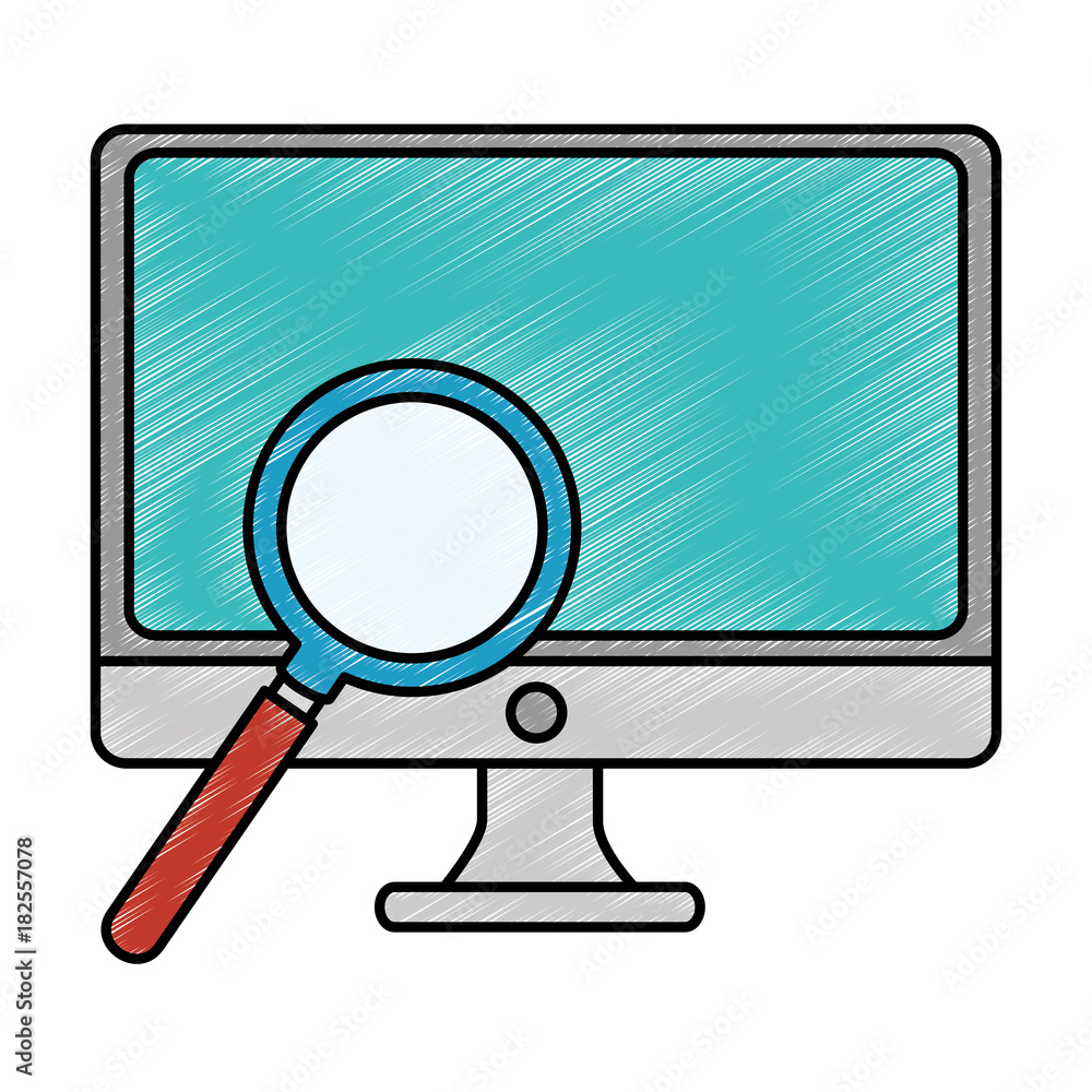 monitor computer with magnifying glass vector illustration design monitor computer with magnifying glass vector illustration design
