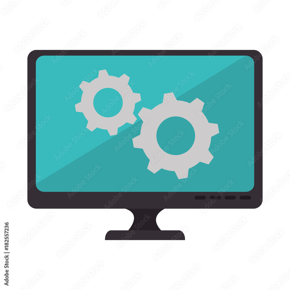 monitor computer with gears vector illustration design monitor computer with gears vector illustration design